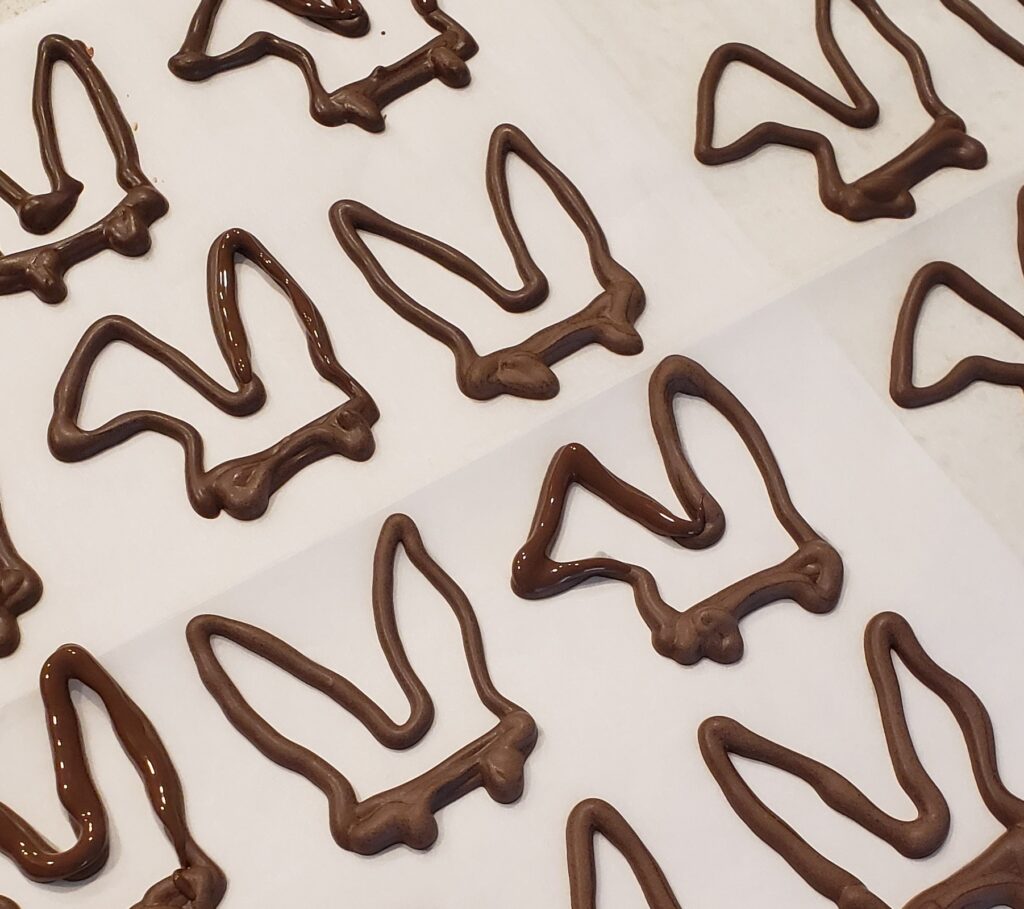 Chocolate that is not too warm or too cool is key in making these chocolate bunny ears