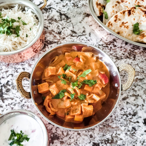 Butter Paneer, basmati rice, raitha, paratha